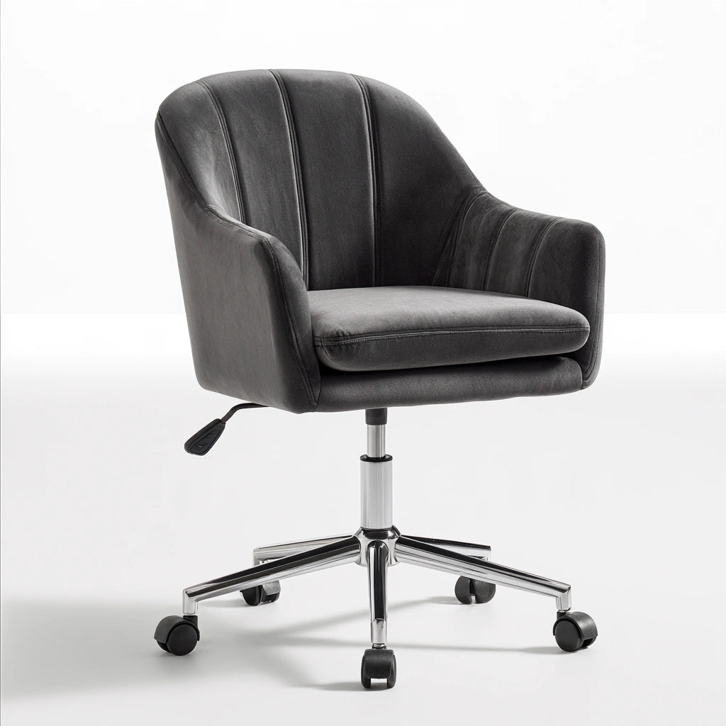 Ergonomischer Bürostuhl, mit Samtbezug, drehbar, Farbe: dunkelgrau