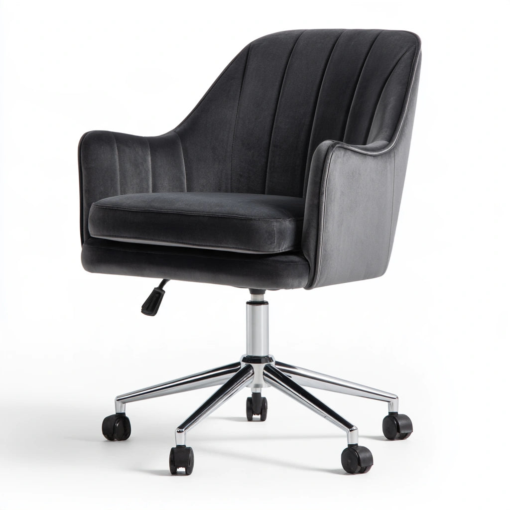 Ergonomischer Bürostuhl, mit Samtbezug, drehbar, Farbe: dunkelgrau